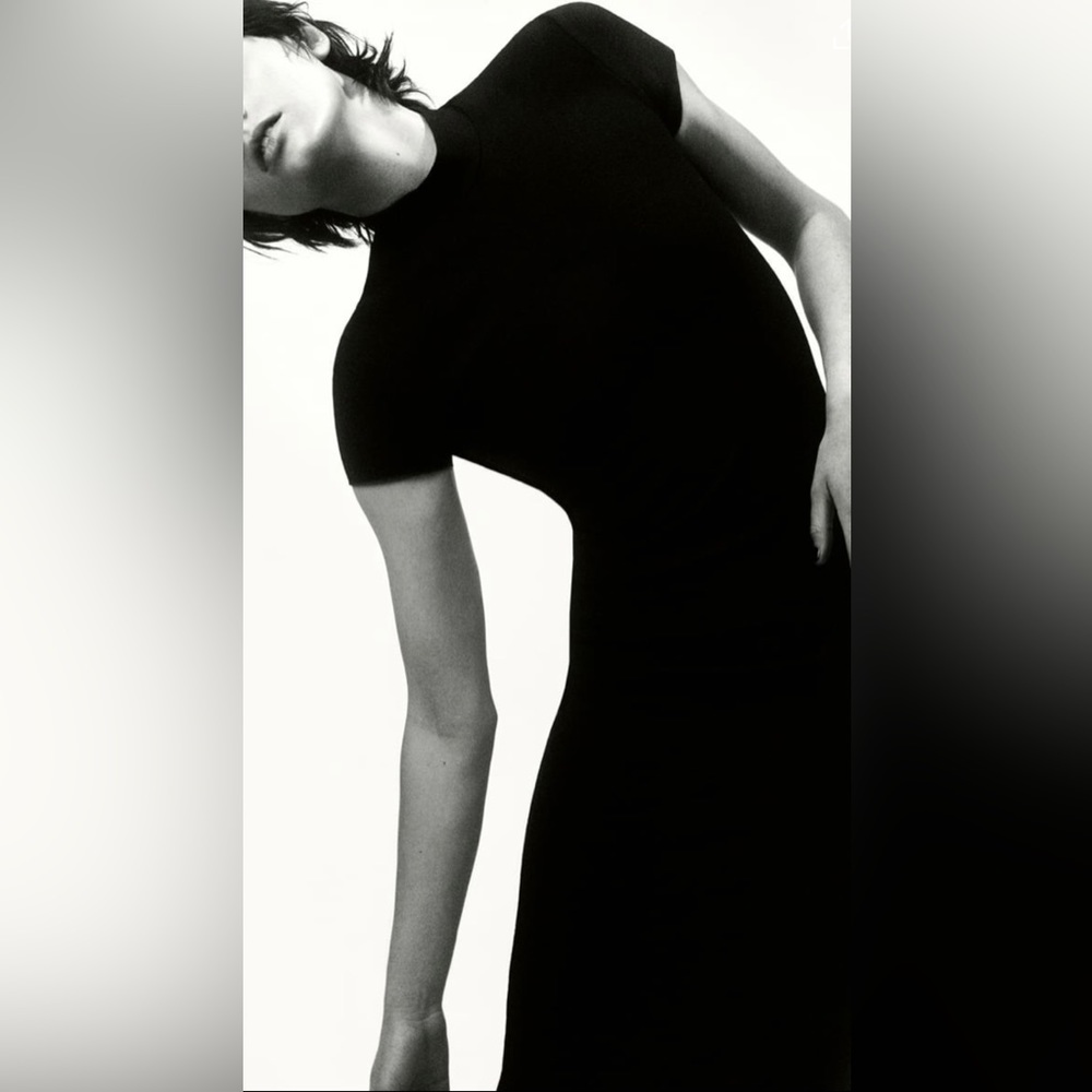 ZARA NEW WOMAN SS22 BLACK KNIT MIDI DRESS